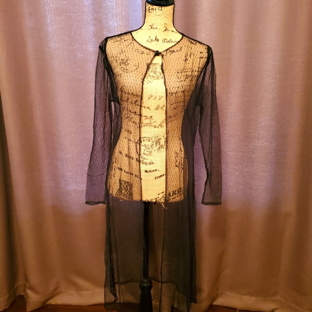 NWOT sheer black lace top.